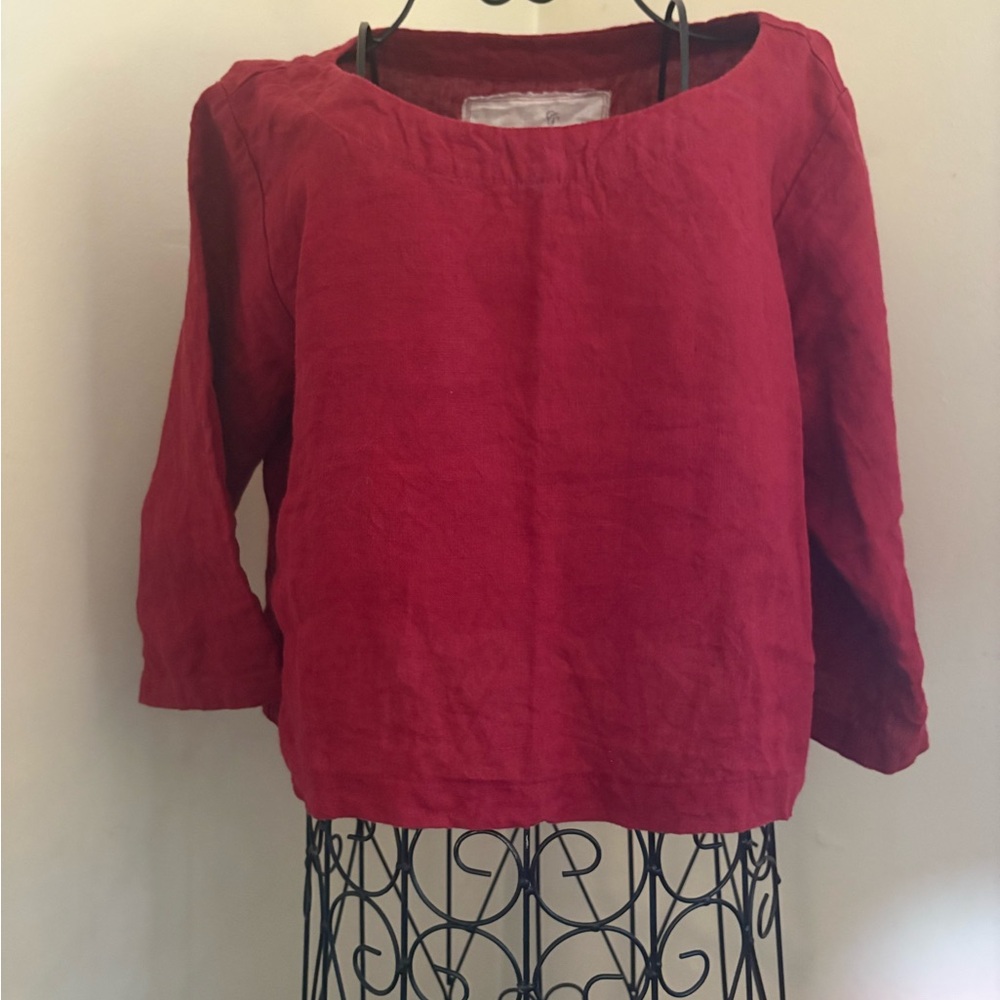 notPERFECTLINEN Red wine January Linen Blouse